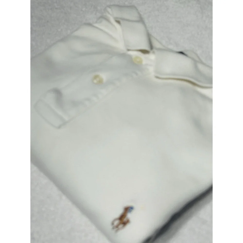 Polo Ralph Lauren Men's L Midweight Interlock Cotton White Polo Shirt CLEAN VTG